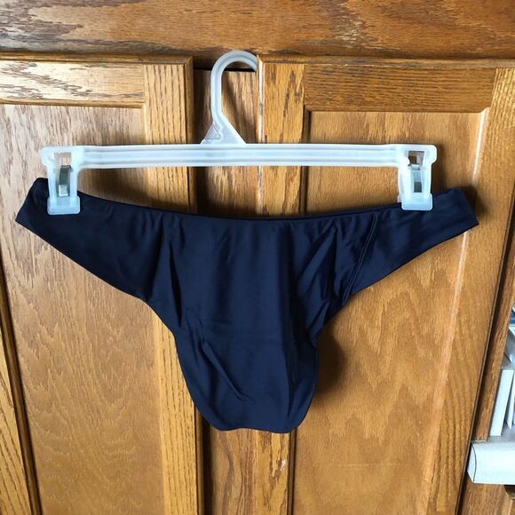 NWT J Crew Women’s Navy Blue Curved Waist Cheeky Bikini Bottom Size M Beach - Picture 8 of 10